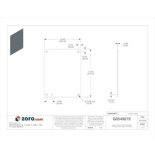 Wiegmann Np2016 Interior Panel, 14 Gangs, Steel, Back Panel Box Type