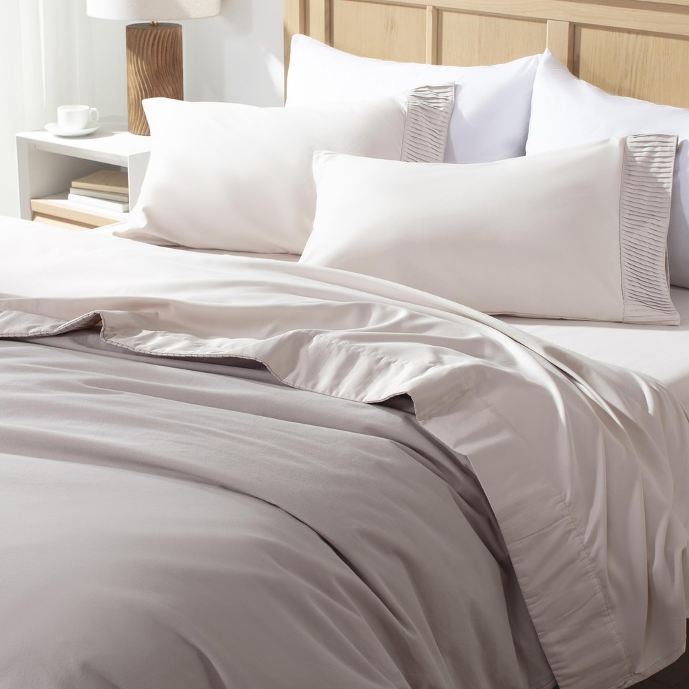 Andency King Size Sheets Set 4 Piece, Oatmeal Super Soft Microfiber Deep Pocket