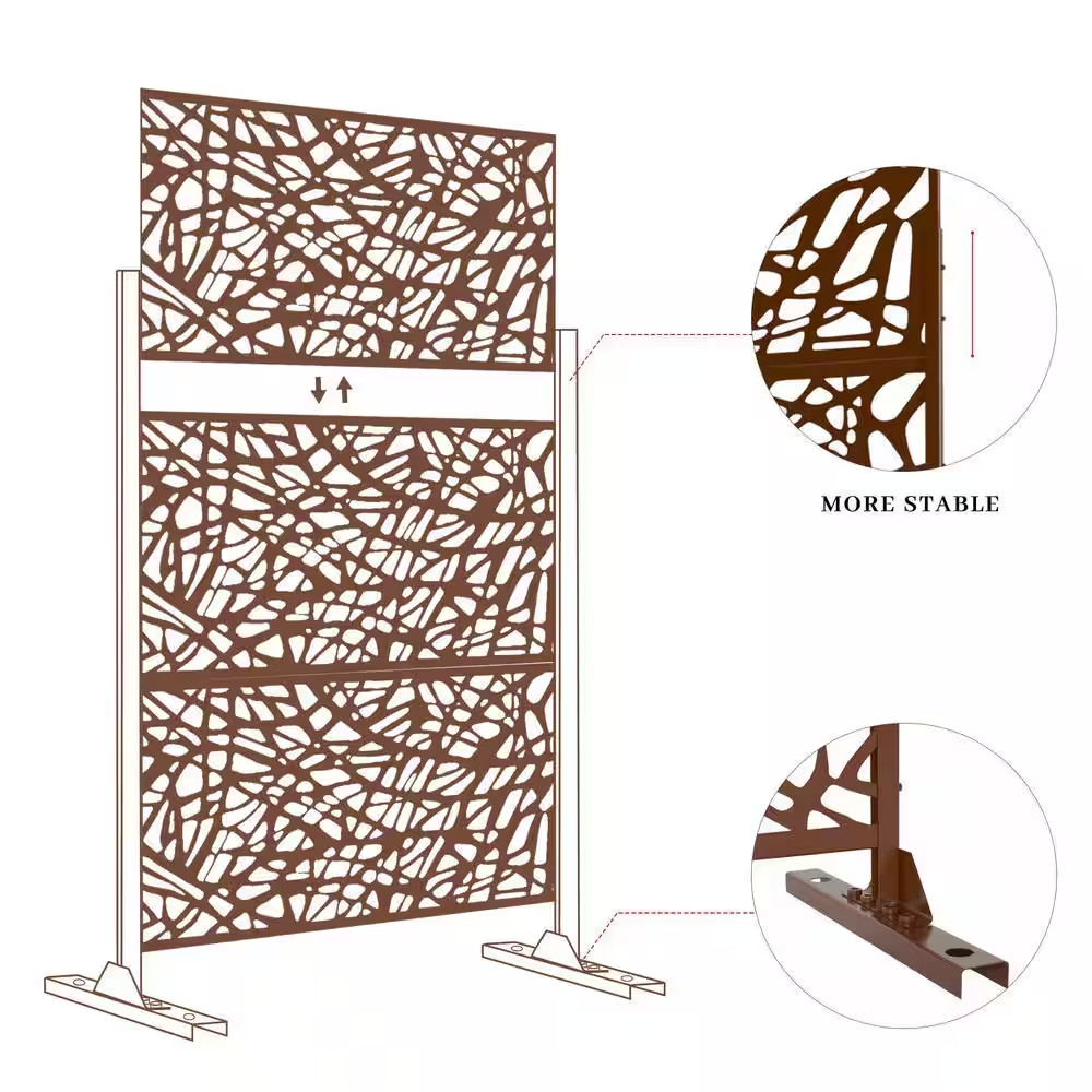3-Panel Rust-Colored Weather Resistant Panel Screen