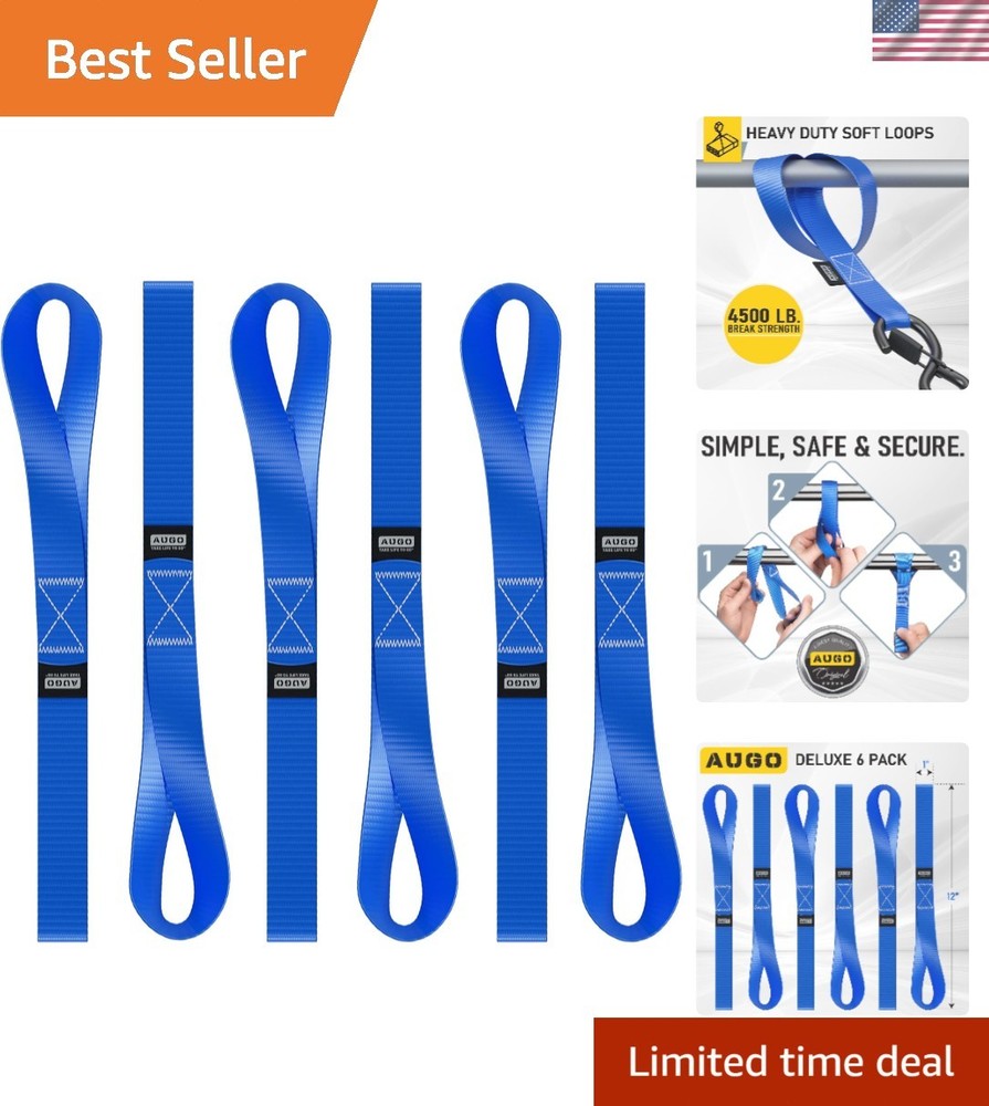 Heavy Duty Soft Loop Tie Down Straps - 6 Pack - 4500 lbs Capacity for Secure ...