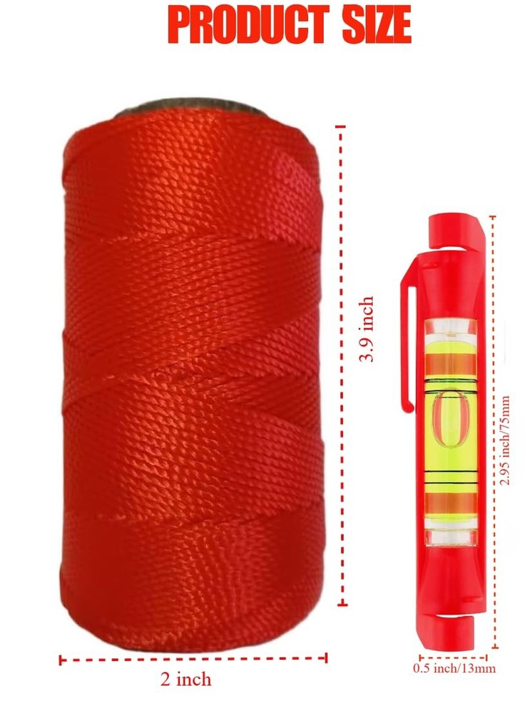 High Strength Nylon String Line #18, 1000 Ft,With 5 String Line Level Tool, for