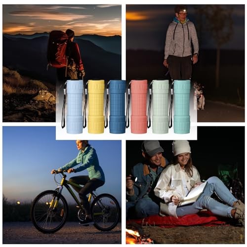 Pack 9-LED Small Mini Flashlight Set Plastic Handheld Flashlights with 30