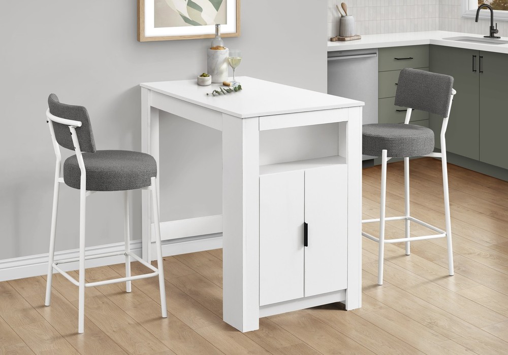 Dining Table, 48" Rectangular, Counter Height, Kitchen, Small, Storage, White
