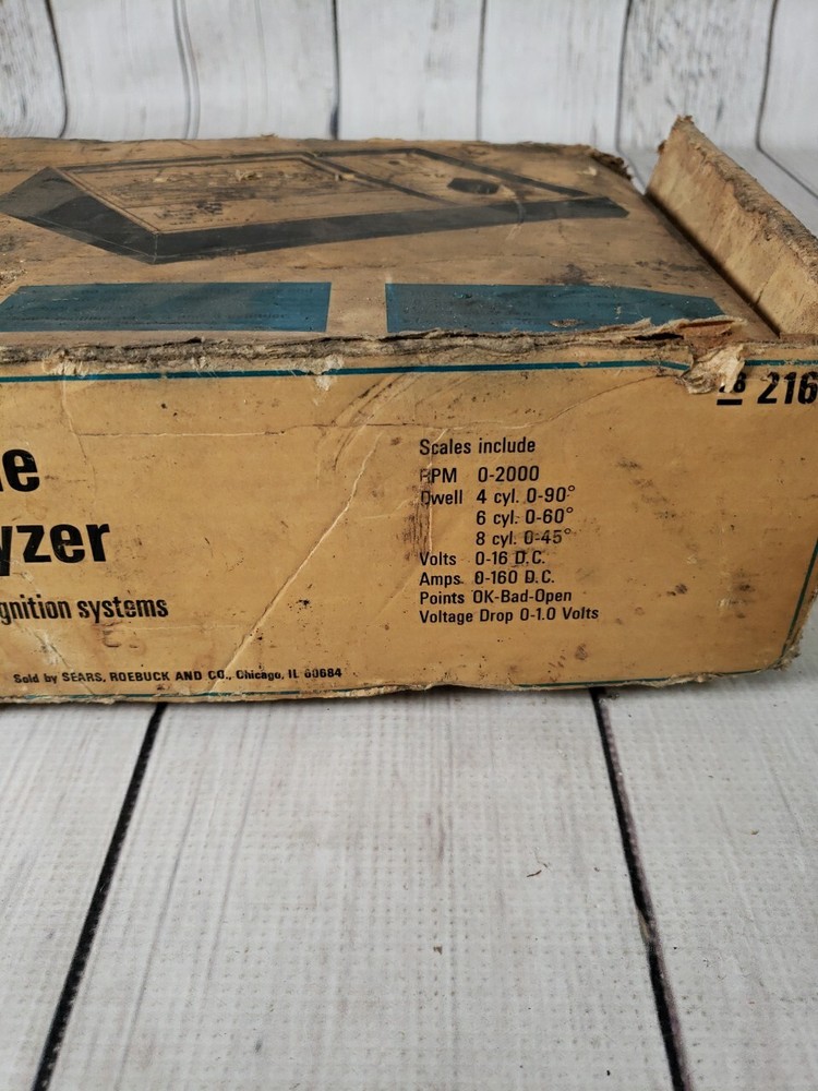 Vintage SEARS ENGINE ANALYZER Model 161-2161 Original Box 12V Ignition Systems