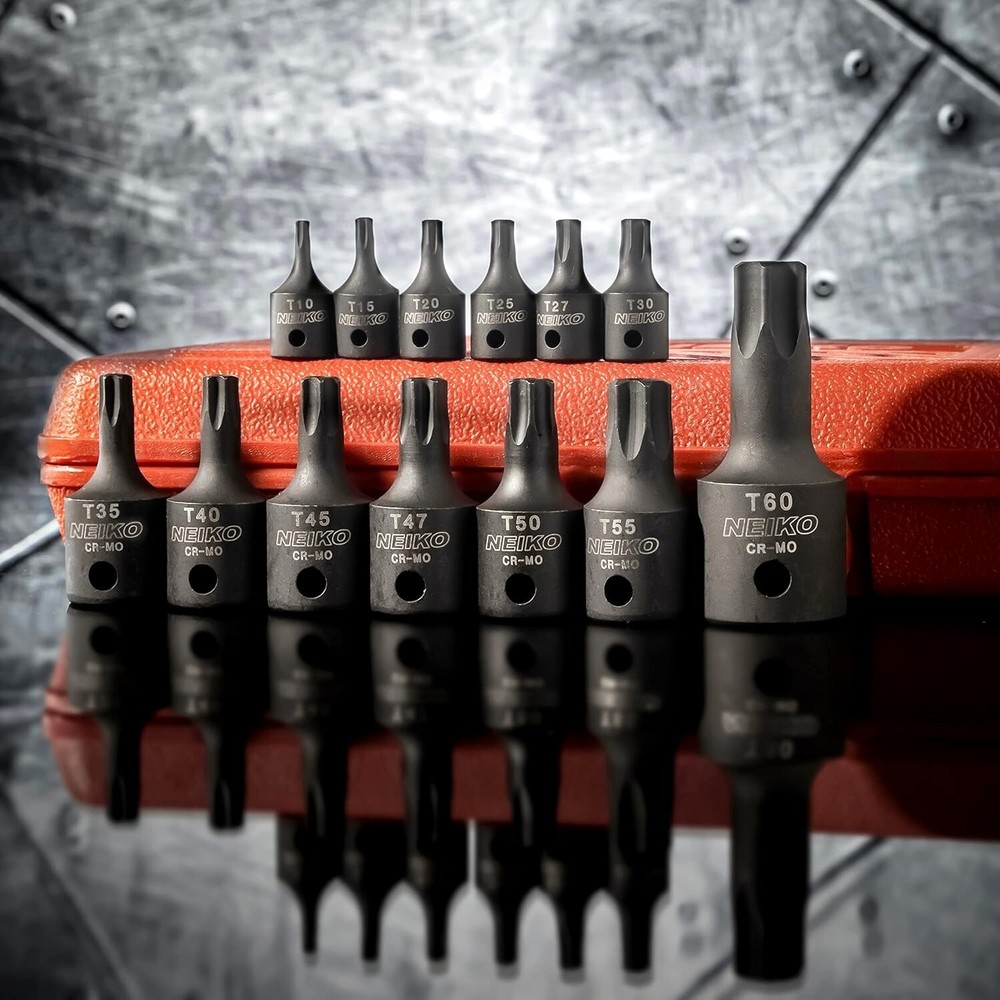 NEIKO 13pc Security Torx Socket Bit Set – Heavy Duty Tamperproof Impact Grade