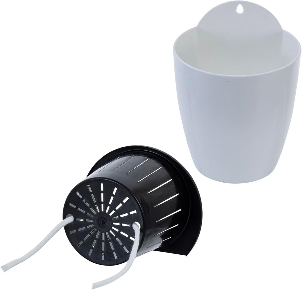 Wall Mounted Tabletop White Plastic Planter Pots, Mini Plant Container, Set of 4