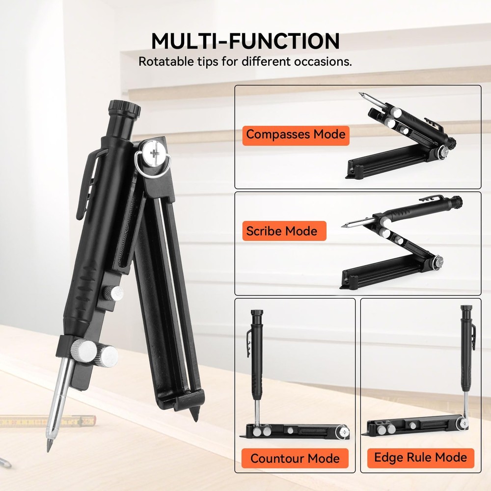 Multi-function Scribing Tool Aluminum Alloy Deep Hole Pencil Woodworking