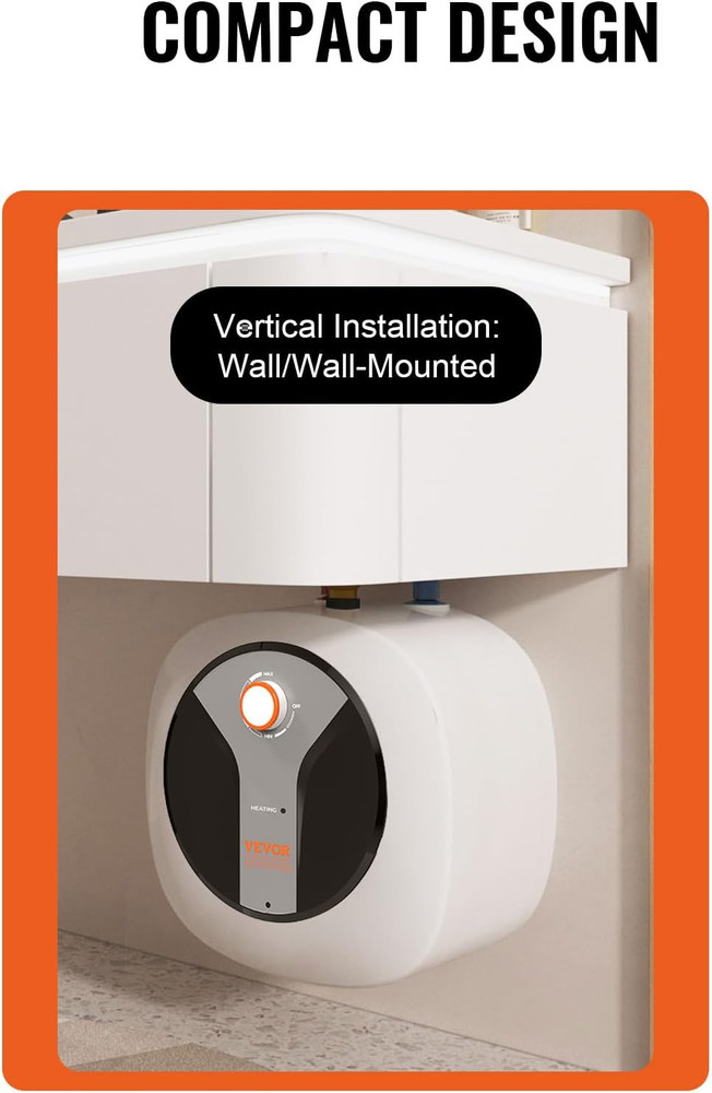 Electric Mini-Tank Water Heater 4-Gallon Tank, 1440W Hot Water Boiler Storage, S