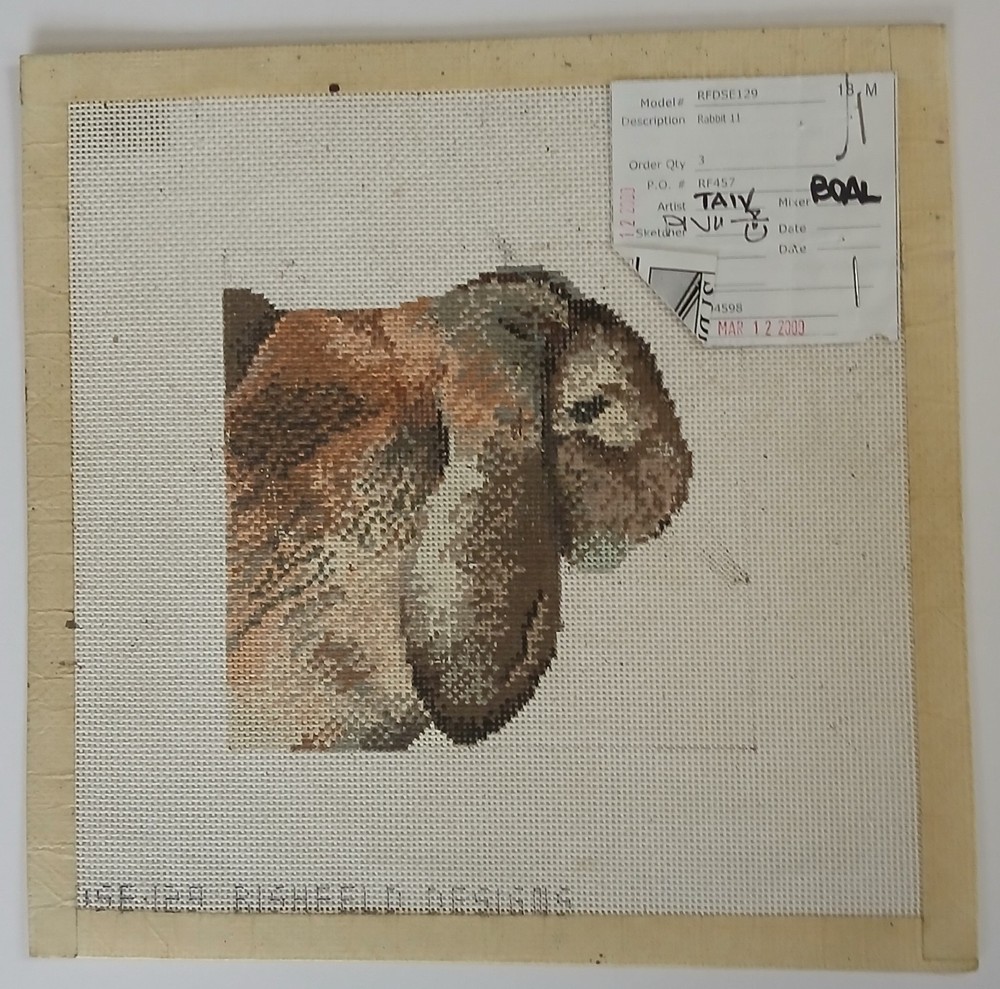 Rishfeld Designs Lop Bunny Rabbit Hand Painted Needlepoint Canvas       **READ**