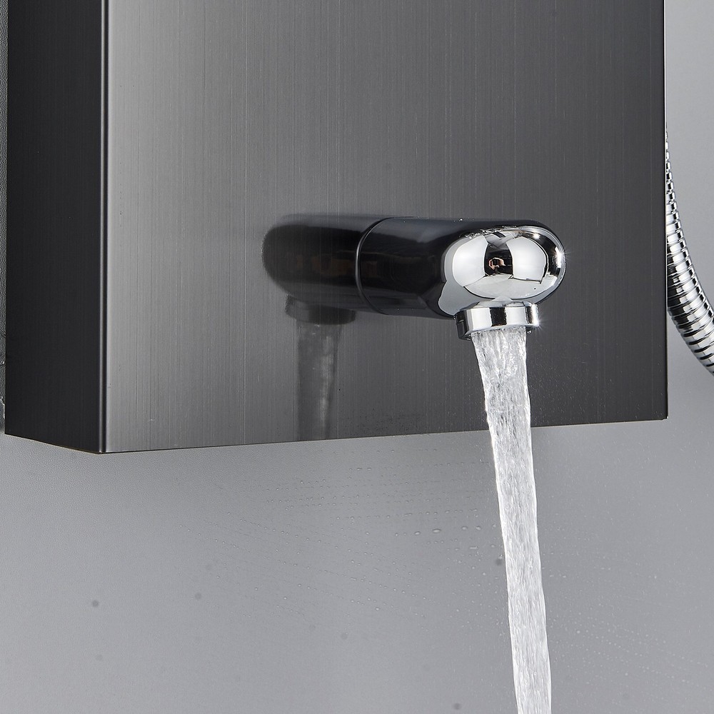 LED Rainfall Waterfall Shower Panel Tower System Massage Jet W/Hand Shower