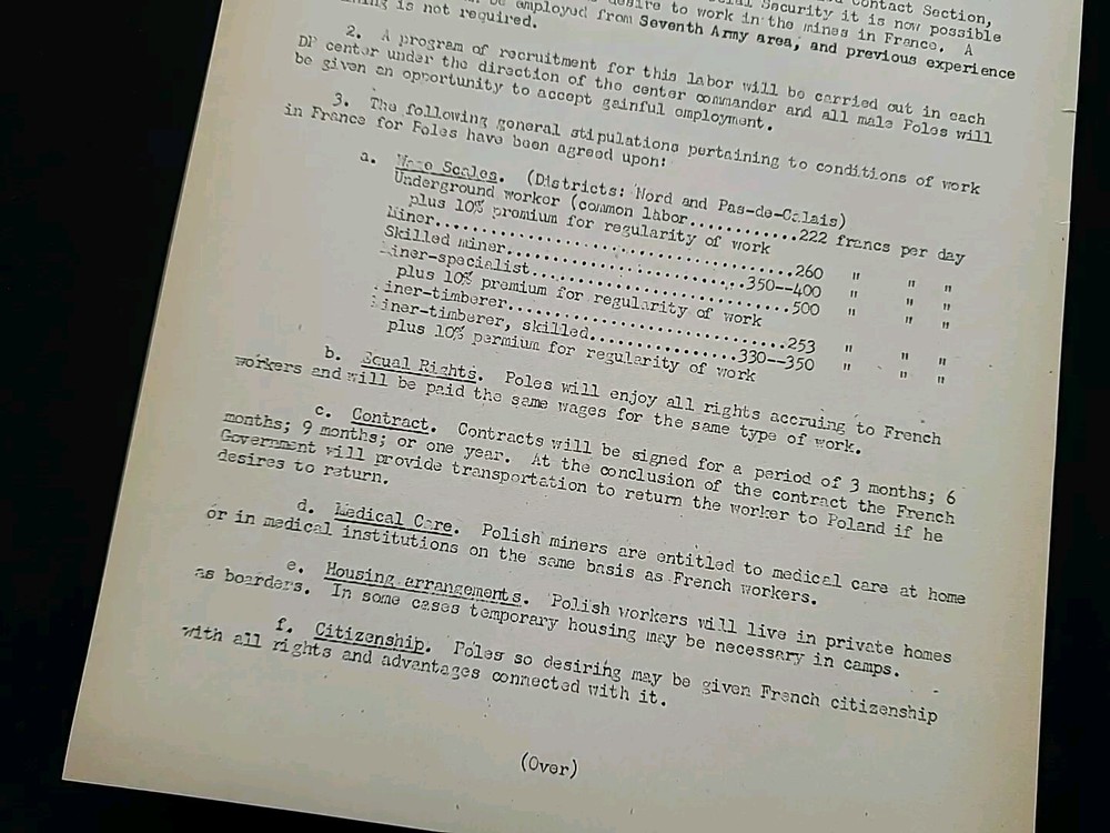 1945 Germany WWII US Army War Military Document Work Programs for Polish Poland
