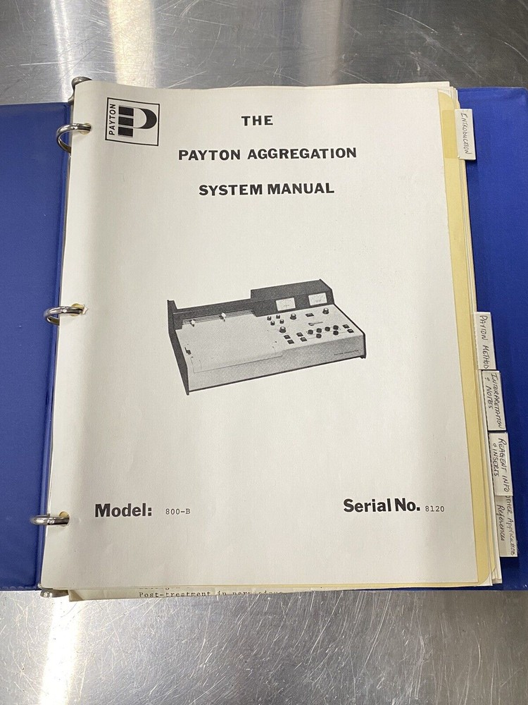 Payton Scientific Inc. Aggregation System 800B - Users Guide / Manual