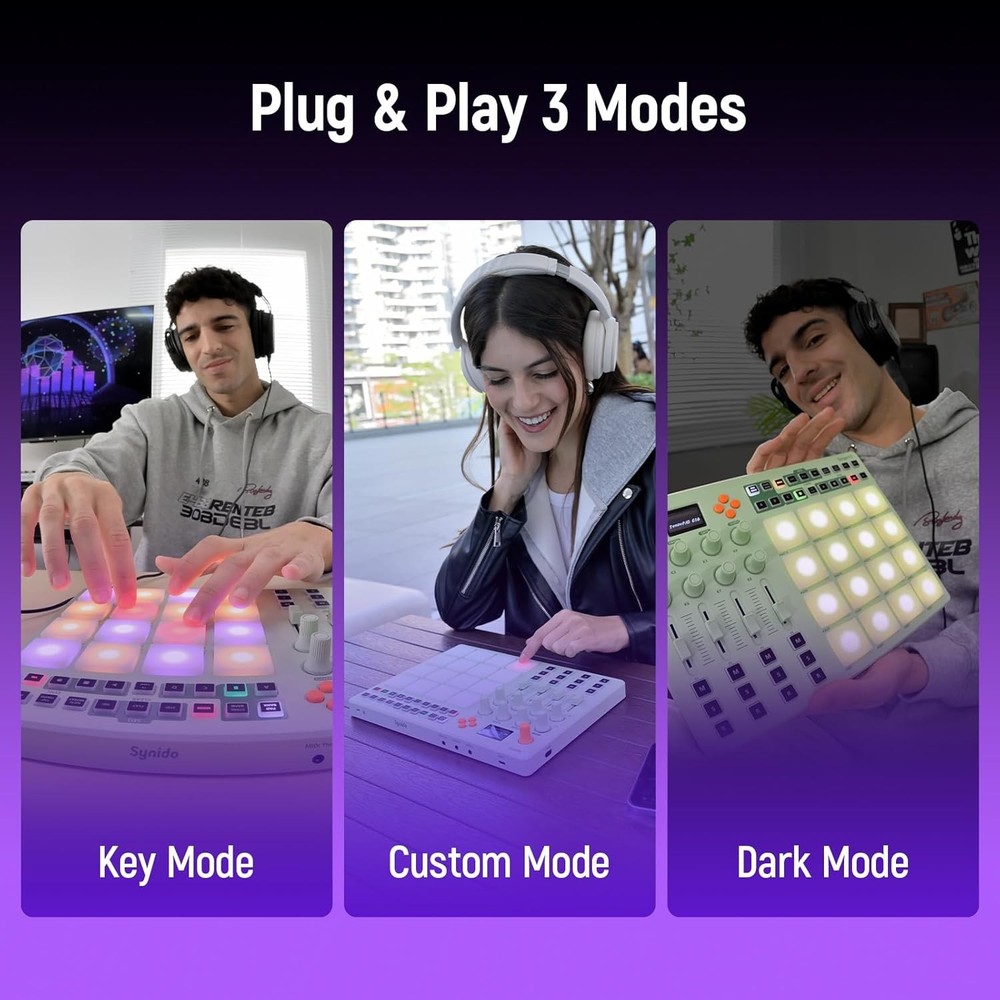 Synido Wireless MIDI Pad Controller, USB Rechargeable Beat Maker Machine