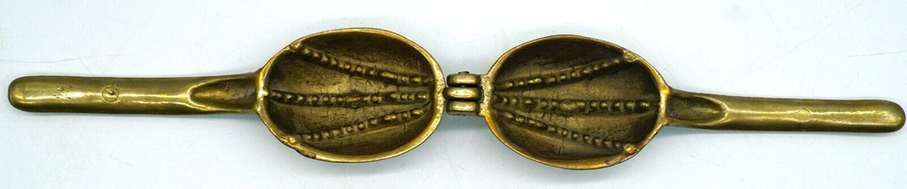 Vintage Solid Brass Walnut Shaped Nut Cracker with Handle Nutcracker