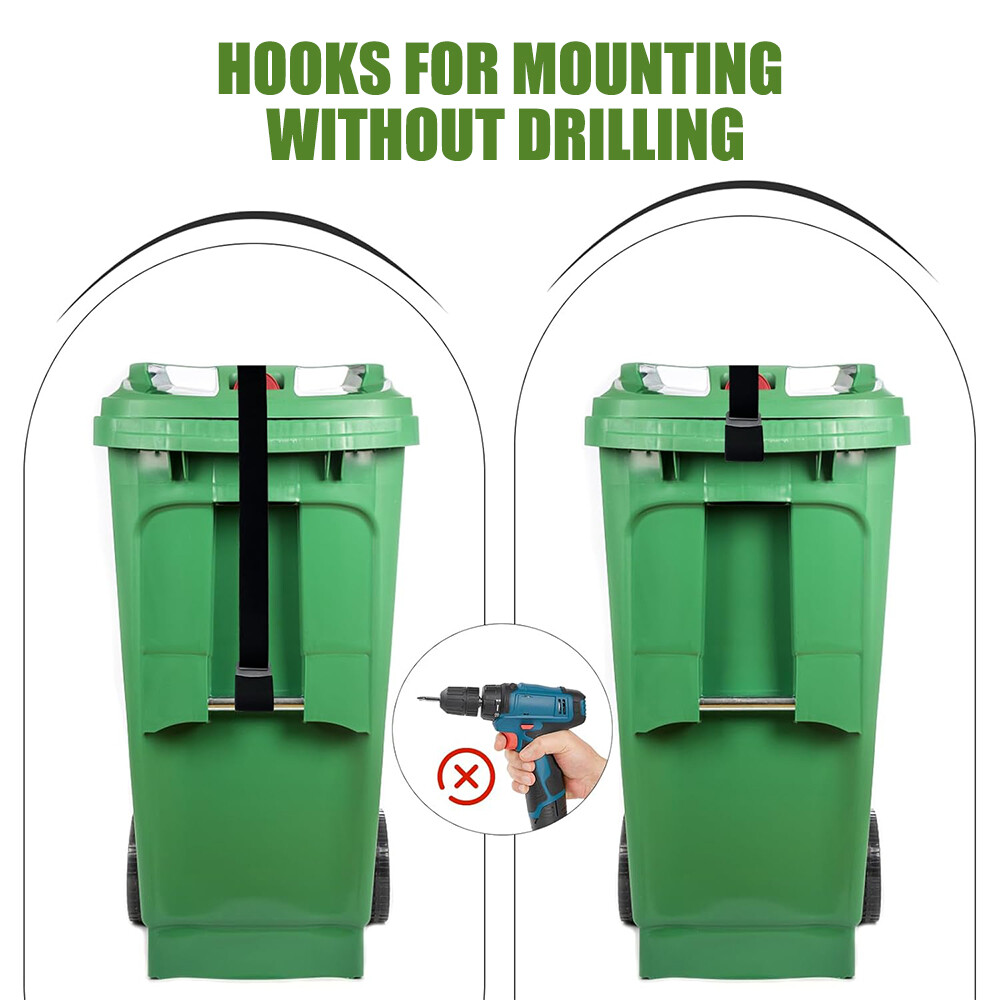 2PCS Trash Can Lid Locks Adjustable Garbage Bin Strap Animals Raccoon Bear Proof