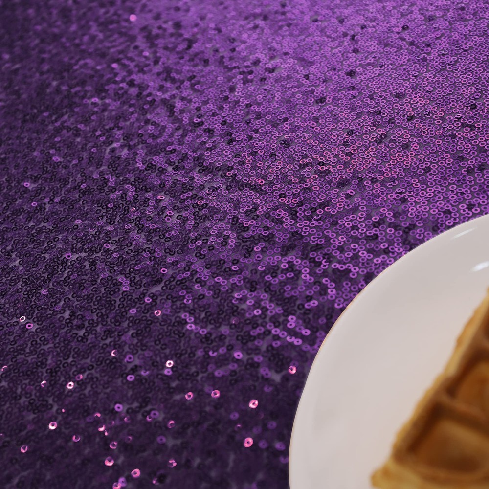 nanbowang Sequin Tablecloth - Purple Cloths for Parties Rectangular Cover Overla