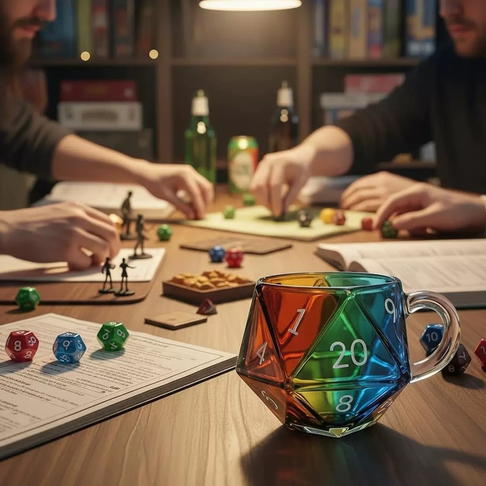 Rainbow Dice Mug Polyhedral Dice Coffee Cup With Handle Game Mug Colorful handle