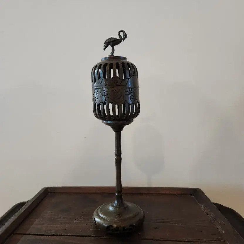 Vintage Bronze Crane Incense Burner