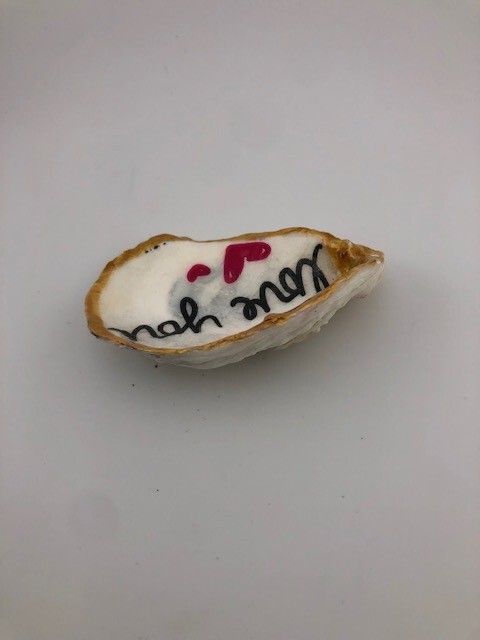 Hand Crafted Love You Hearts Decoupage Oyster Shell