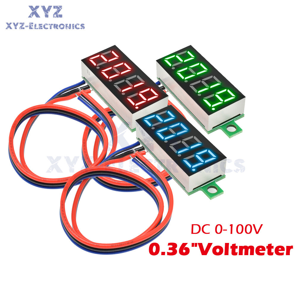 0.36 "Digital 4-Digit Voltmeter LED 0-100V Voltage Tester Panel Meter 3-Wire