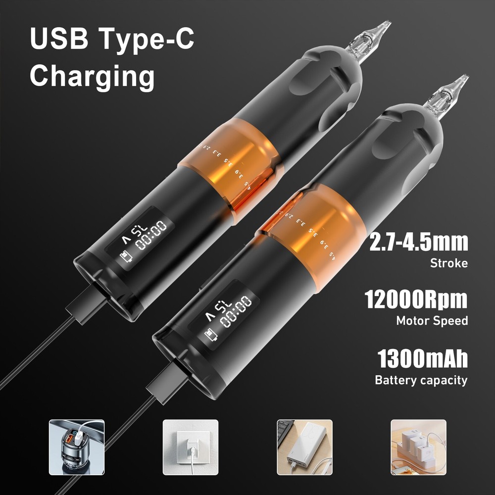 Tattoo Kit Professional Adjustable Stroke 2.7-4.5 Wireless Tattoo Machine Pen