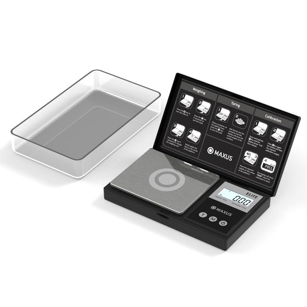 MAXUS Digital Pocket Gram Scale 500g x 0.01g High Precision Compact, Black