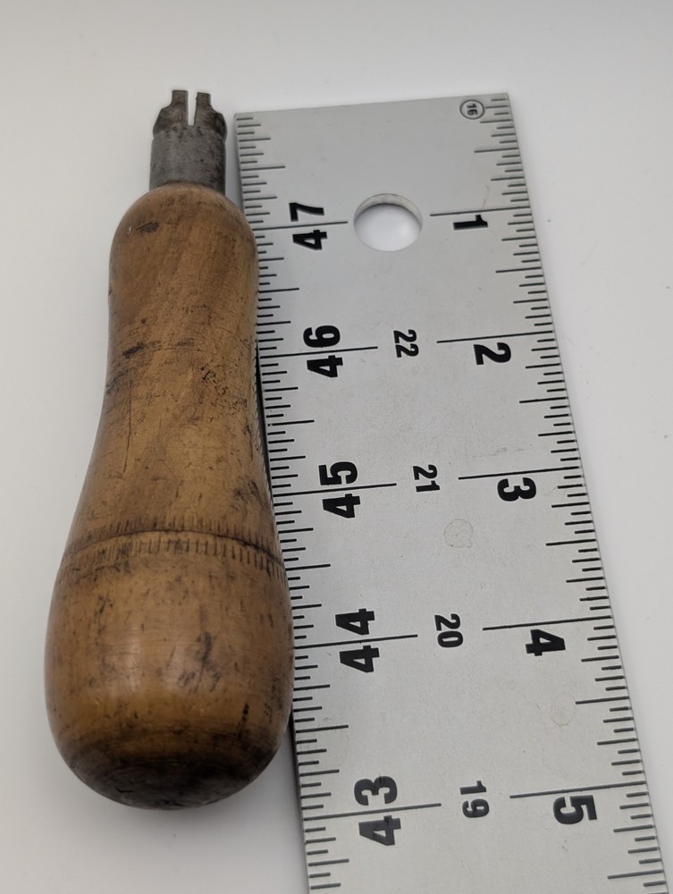 Vintage Wood Handle Awl Set Hollow Handle Multi Bit Tool w/ Bits