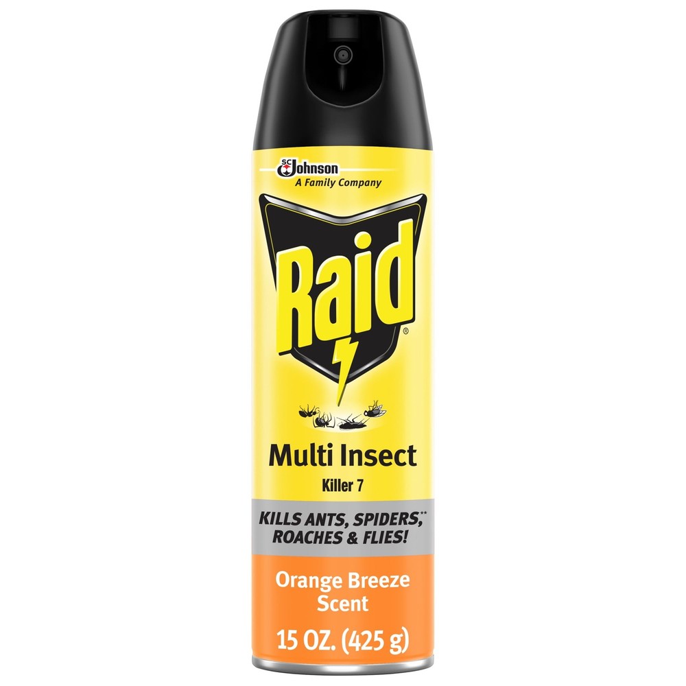 3 pack) Raid Multi Insect Killer 7, Bug Killer Spray, Orange Breeze Scent, 15 oz