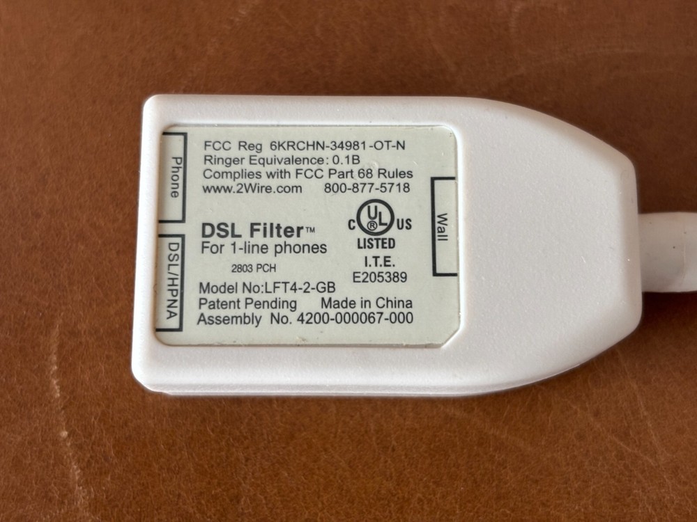 2WIRE DSL Filter LFT4-2-GB 2-Line Ethernet Cable Phone Line Splitter