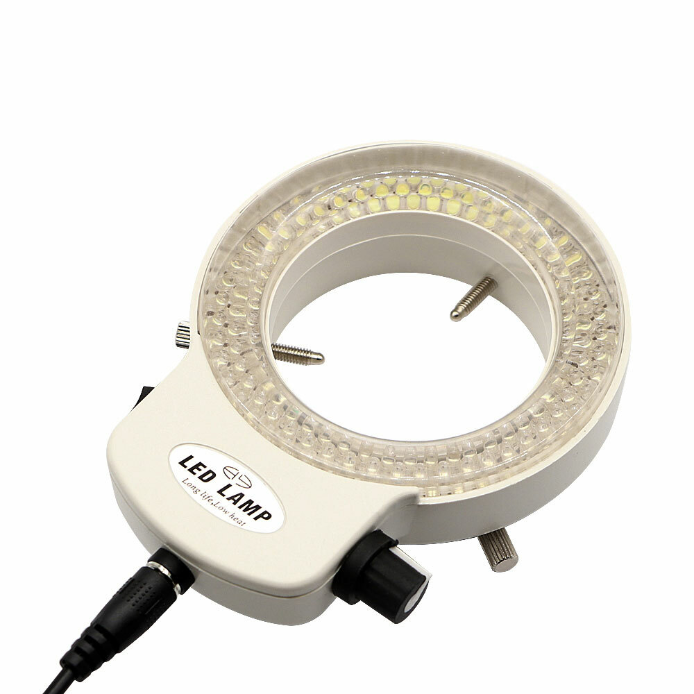 White 144 LED Bulbs Microscope Ring Light Illuminator Lamp Adjustable US Plug