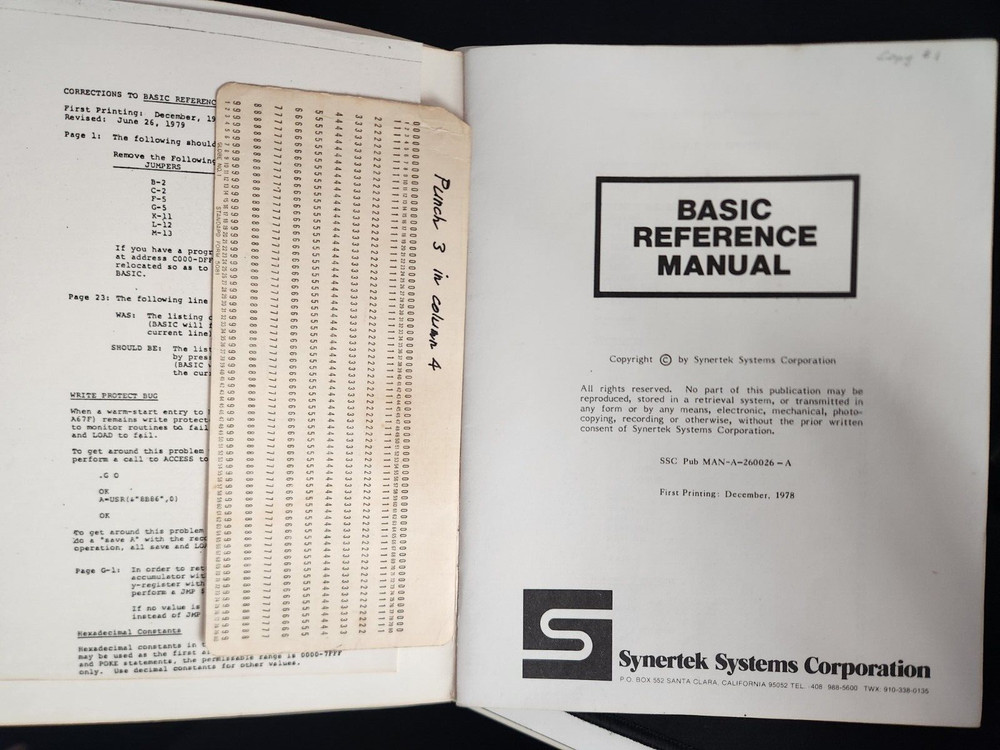 Vtg 1970s Synertek Systems Hardware Programming/Reference Manuals MCS6500/SY6500
