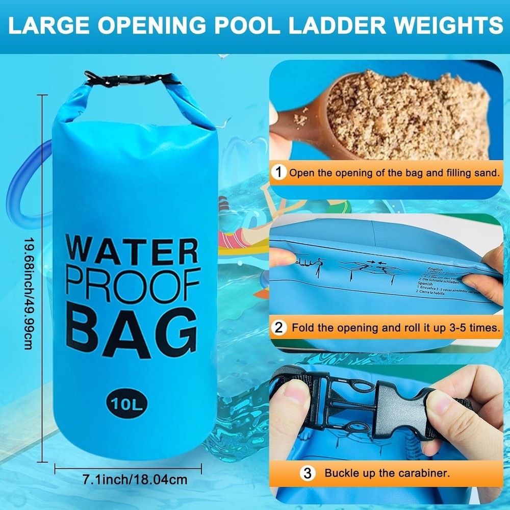 2 Pack Pool Step Ladder Weights for Above Ground Pools Waterproof Bag 10L