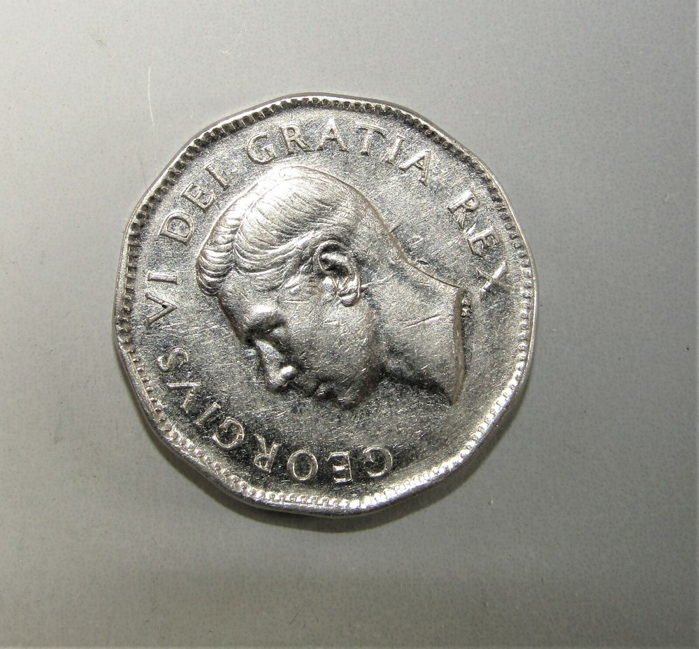 1949 CANADA 5 Cents Die Gouge ERROR through ear