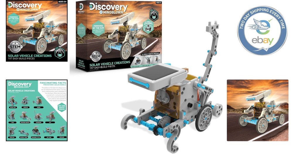 197-Piece Solar Robot Building Kit - Create 12 Unique Robots - Ideal STEM Gift!