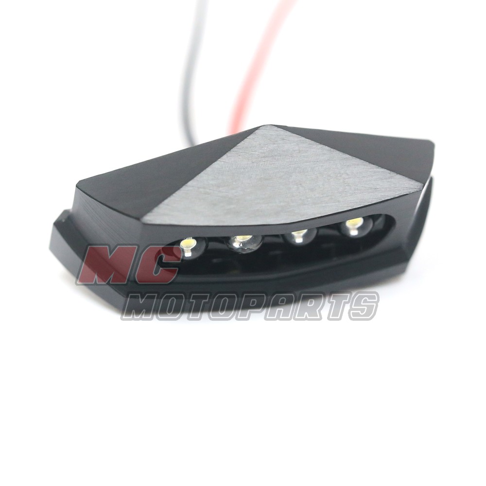 Small Black Surface License Plate White Light x1 For Motorcycle
