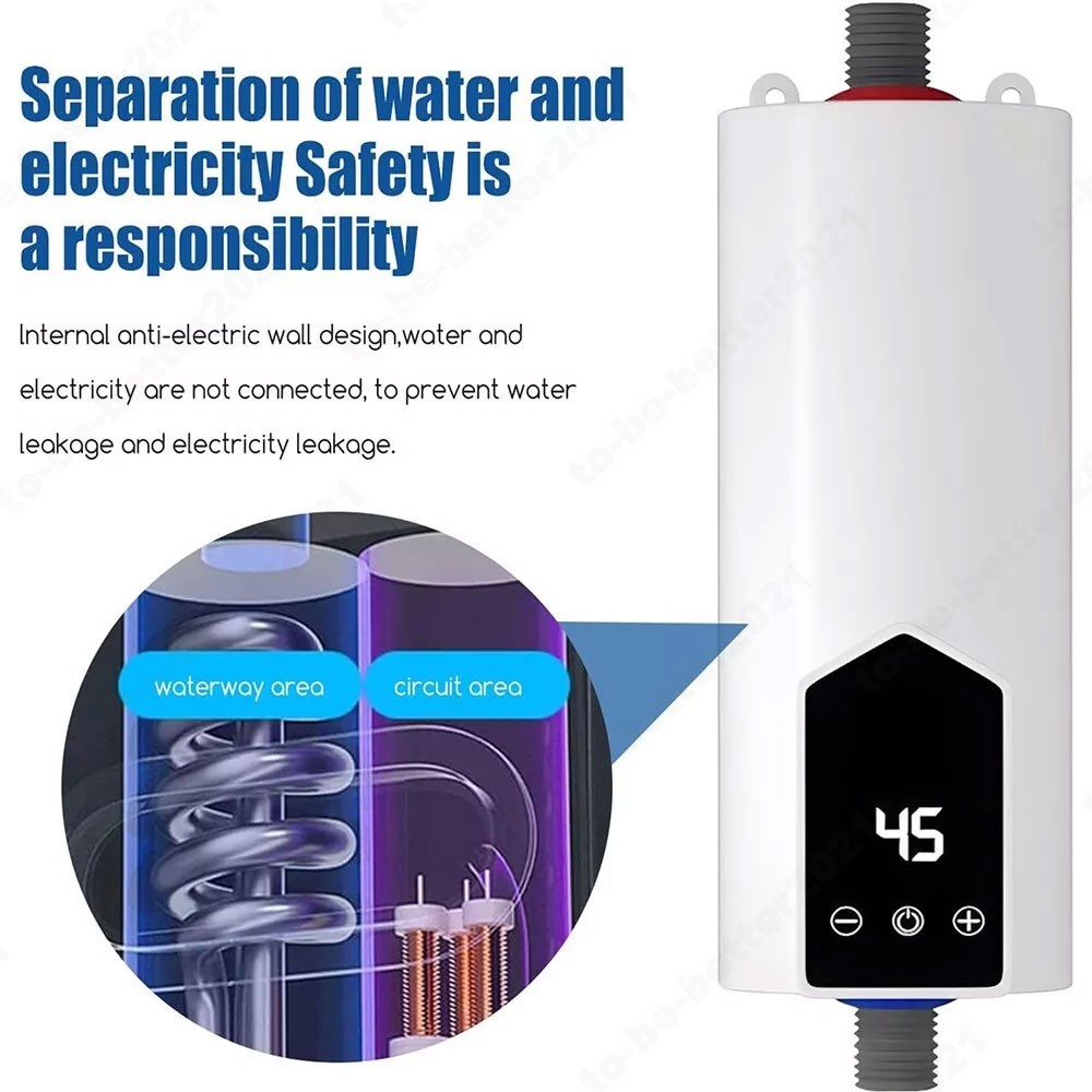 3500W Instant Electric Tankless Water Heater Under Sink Hot Shower Bath Kitchen