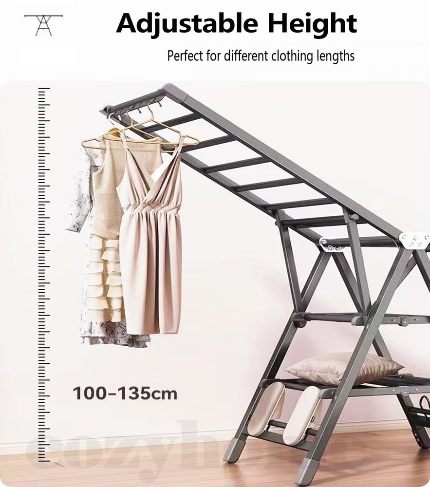 71" Clothes Drying Rack Foldable, Clothes Airer Drying Rack with Wheels, Heav...