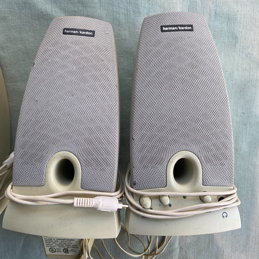 Lot 2 Harman Kardon PC Speaker Set Model HK195 A41411C Multimedia System AC Adap