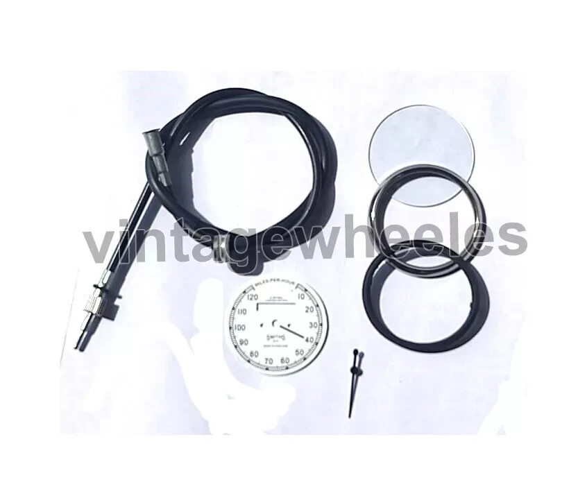 Smiths 120 Mph White Dial Speedometer Gauge & 55" Cable + Speedometer Drive