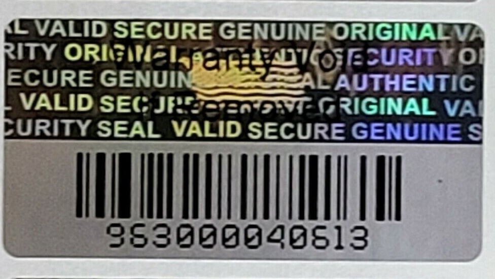 Scannable Barcode Serial Number TAMPER EVIDENT SECURITY VOID HOLOGRAM LABELS