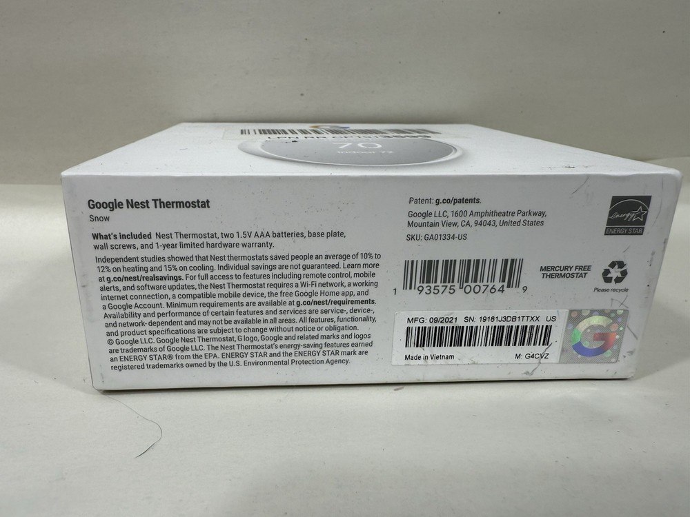 Google Nest Programmable Thermostat Generation Open Box