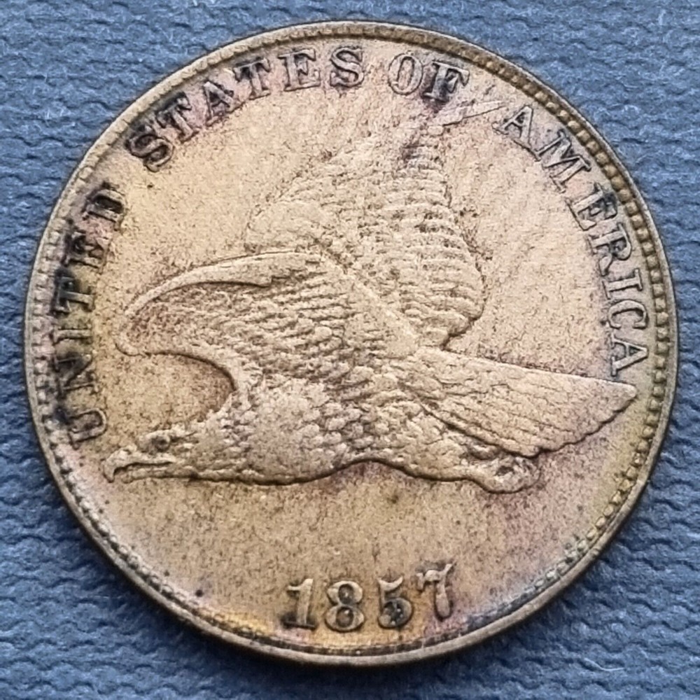 1857 Flying Eagle Cent 1c Better Grade XF + #53023
