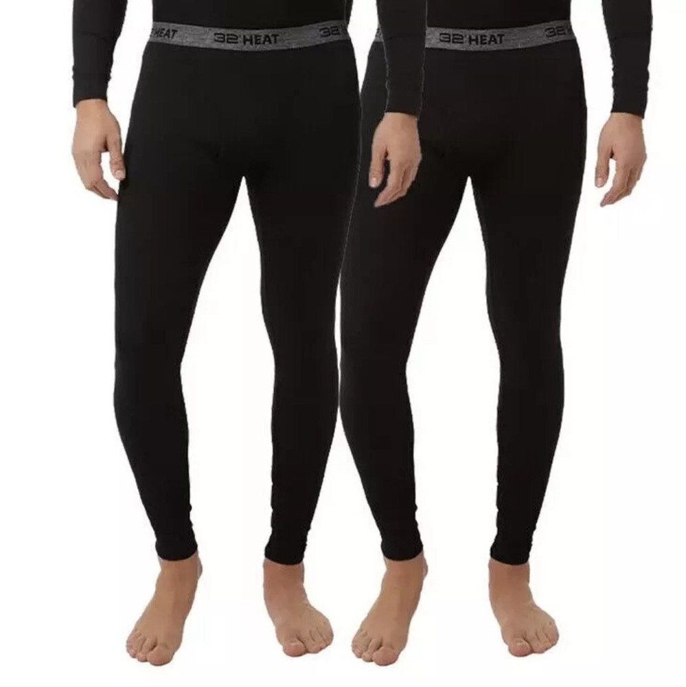32 Degrees Heat Men's 2 Pack of Base Layer Pants Black Size XL