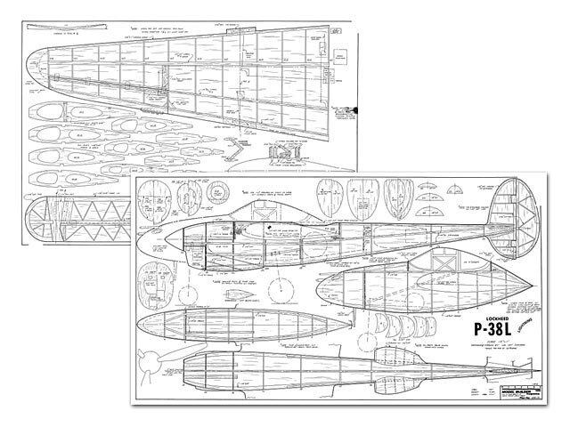 Lockheed P-38L Lightning 94" Wingspan RC Model Airplane Plans PRINTED Full Size