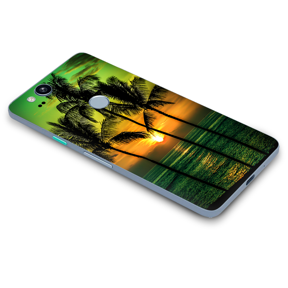 Google Pixel 2 Skins Decal Wrap Sunset Palm Trees Ocean