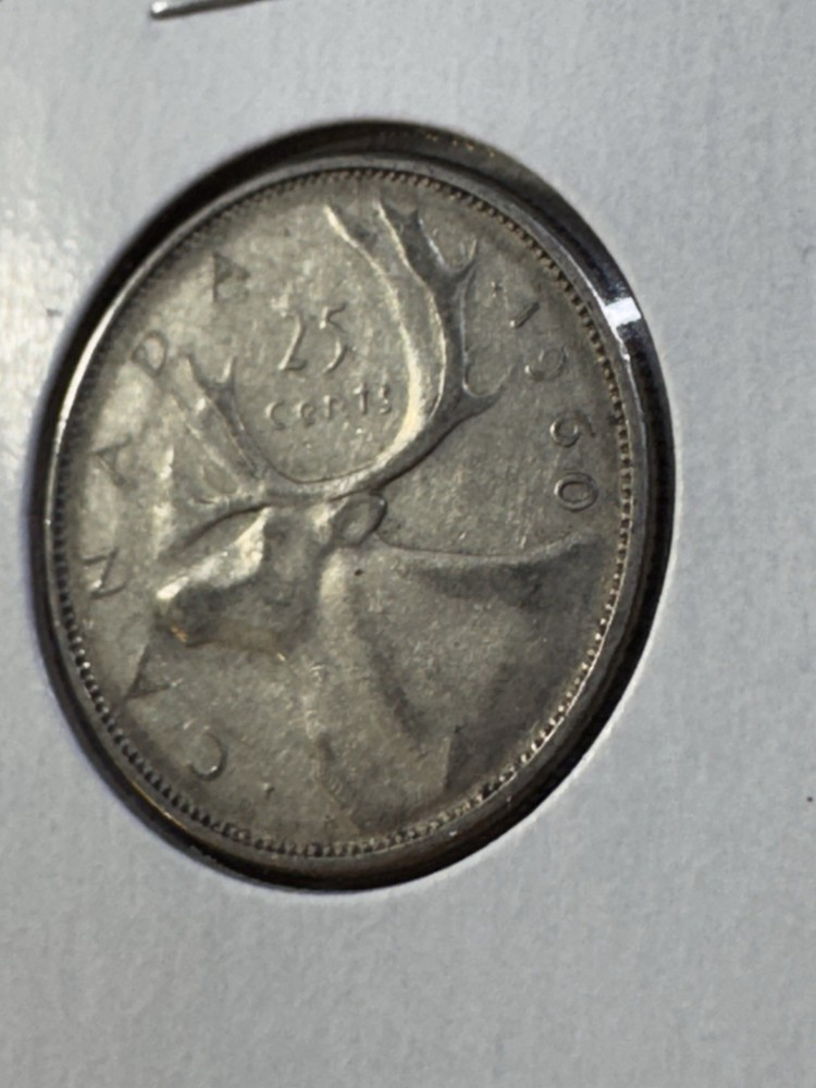 1960 Canada 25 Cents Silver Coin