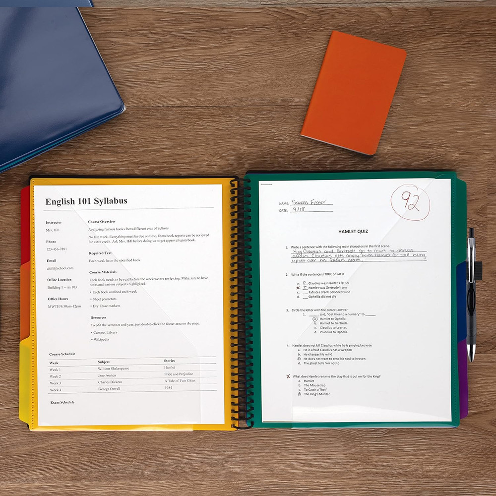 2 Pack Deluxe 24 Pocket Spiral Project Organizer with Refillable Notepad, Custom