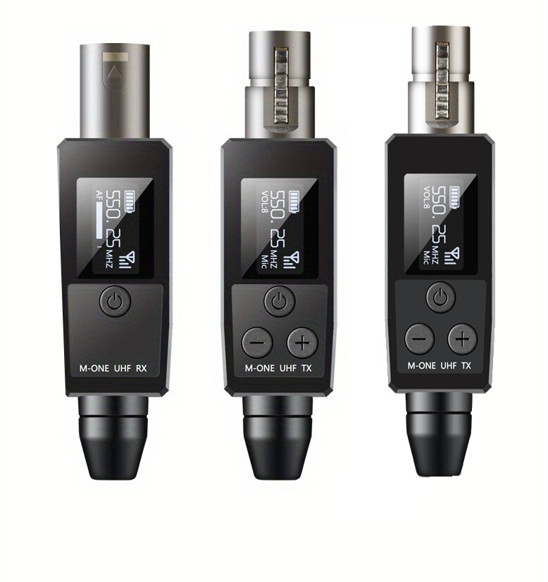 UHF Wireless XLR Transmitter and Receiver Plug-On Wireless Microphone System for