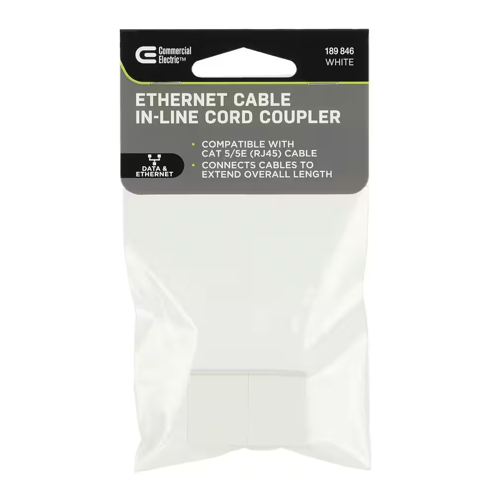 In-Line Ethernet Cord Coupler, White