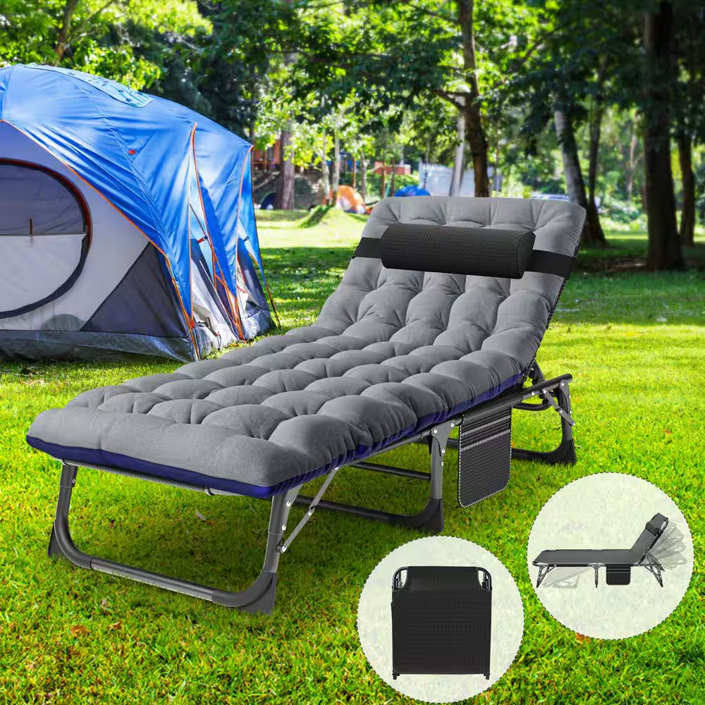 Polyester Portable Folding Sleeping Cot, Convertible Sleeper Chair Bed with Adju